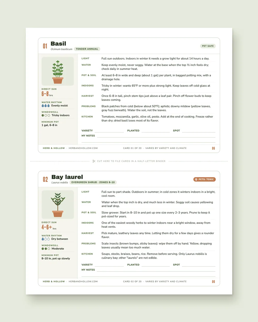The Herb Garden Journal + 20 Herb Growing Cards: inside page 1