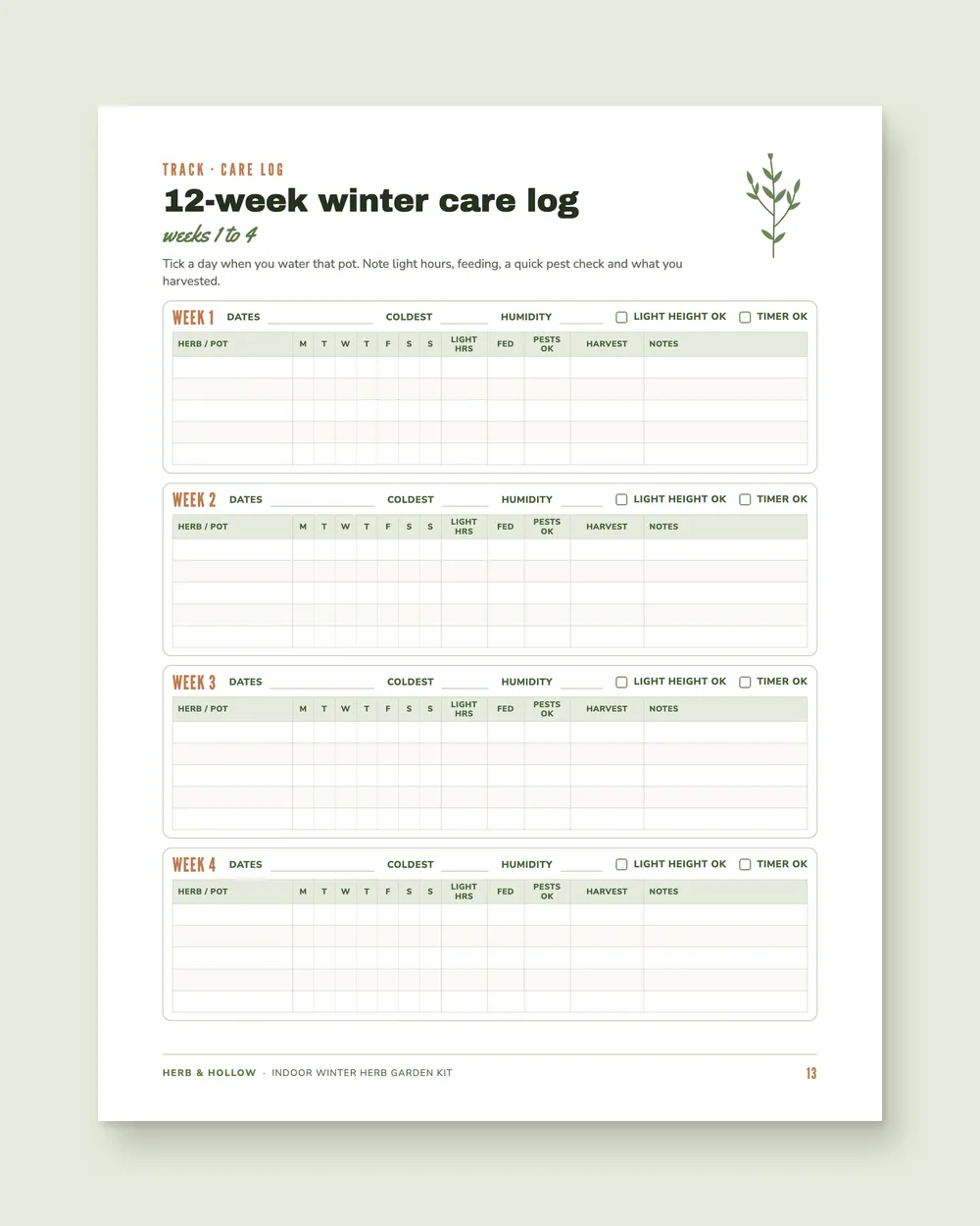 The Indoor Winter Herb Garden Kit: inside page 3